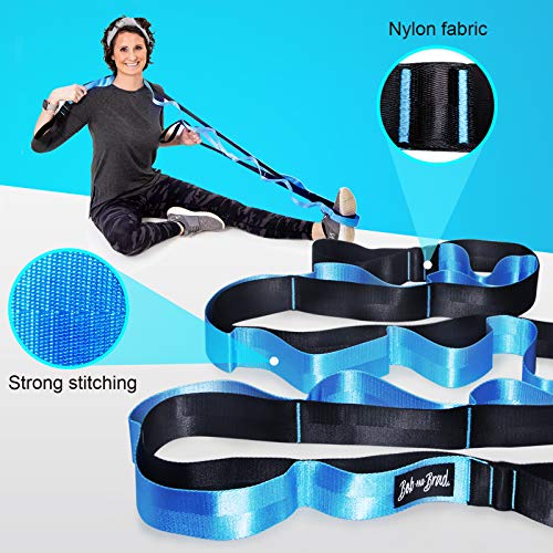 BOB AND BRAD 12 Loop Yoga Stretch Strap - Non-elastic for Stretching, Physical Therapy, Pilates, Dance, Gymnastics, and At...