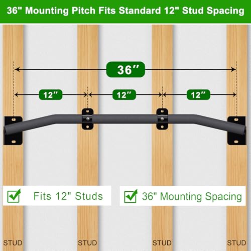 SELEWARE Heavy Duty Wall Mount Pull Up Bar for Doorway, Joist/Beam Mount Chin Up Bar with Resistance Band Hooks, Sturdy St...