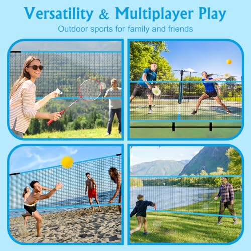KIKILIVE Pickleball Badminton Net Set for Backyards, All-in-One Portable Volleyball Combo Set with Adjustable Net, Volleyb...