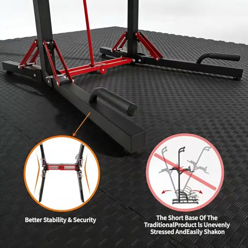 ONETWOFIT Foldable Power Tower Pull Up Bar Station, Multi-Function Adjustable Height Pull Up Dip Station for Gym Workout, ...