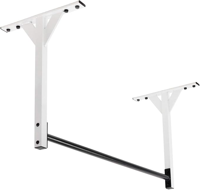 Wall or Ceiling Mount Pull Up Bar with 48” Straight Bar and 22” Risers, Double Wall Mounting Plates Fit 16” or 24” Studs a...