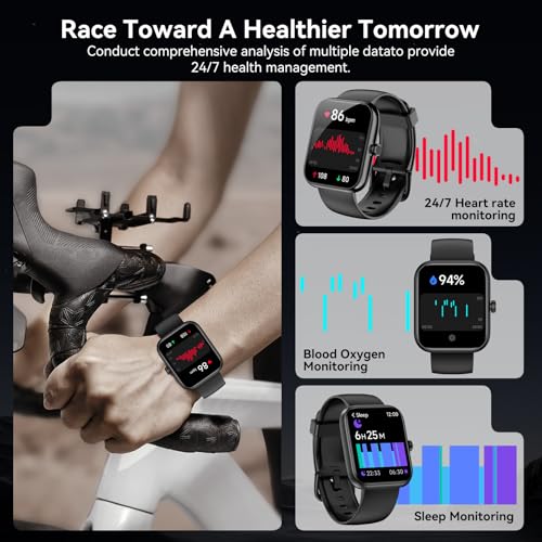 Smart Watch with Alexa, 1.83" HD Fitness Tracker, Message Notifications, IP68 Waterproof, 120+ Sport Modes, 24/7 Heart Rat...
