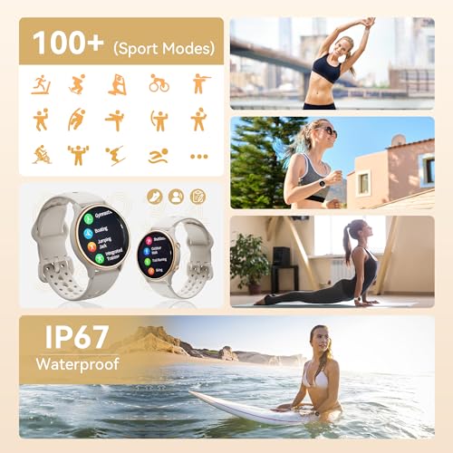 KEEPONFIT Smart Watches for Women, Fitness Tracker with Heart Rate & SpO2 Monitor, IP67 Waterproof Activity Tracker for Me...