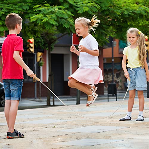 Hungdao 4 Pcs Jump Ropes for Kids with Wooden Handle Cotton Braided Adjustable Skipping Rope for Exercise Fitness Jumping ...
