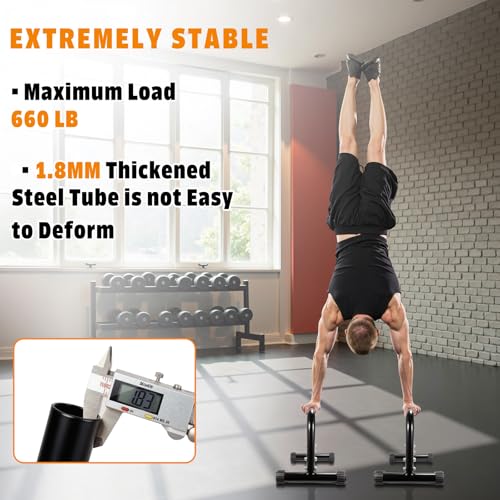 AmazeFan Parallettes Bars, High Steel Push Up Bar Strength Training For Handstands, Calisthenics Bars & Dip Bars, Calisthe...