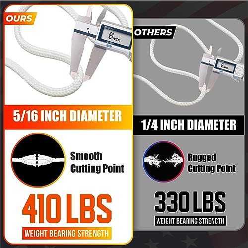 [Upgraded] 5/16” 100Ft Flagpole Rope Kit with 4 Pcs 3.3” Swivel Snap Hook - High Weight Bearing Anti-Tearing Utility Rope ...