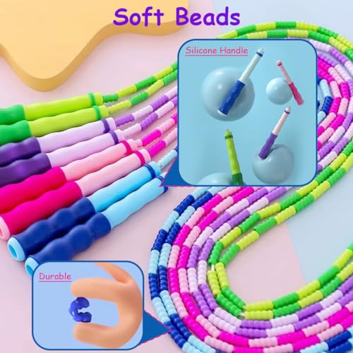 TYSISKNO Jump Rope for Kids Girls and Boys, Soft Beaded Jump Ropes, Adjustable Skipping Rope, Tangle-Free Segmented Rope f...
