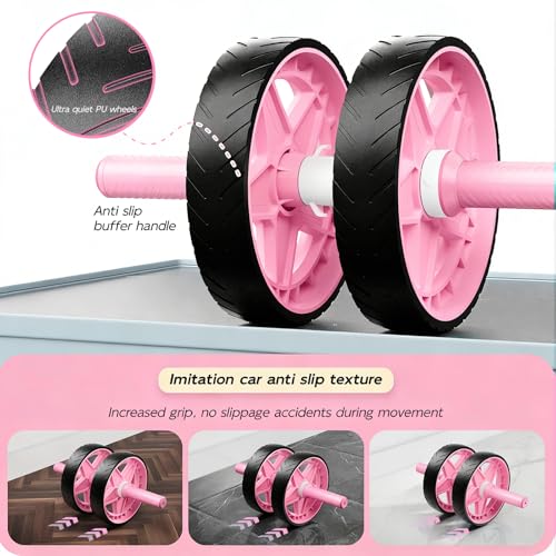 2025 New Double-Wheel Ab Roller for Core Training – Rebound Design with Adjustable Elastic Band, Silent Non-Slip Wheels, D...