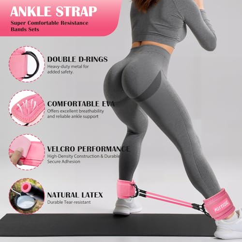 KUTIZE Ankle Resistance Bands with Cuffs & Fabric Resistance Bands Set - Legs & Glutes Workout Equipment for Women & Men, ...