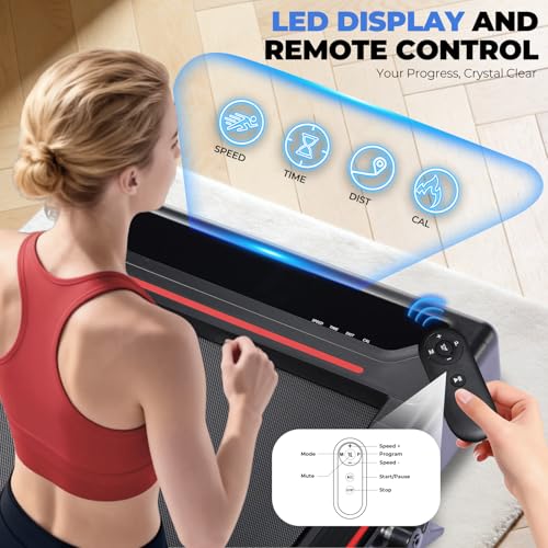 GTPLAYER Walking Pad Treadmill with Adjustable Height Handle Bar, 3HP Quiet Foldable Under Desk Treadmill, Portable Treadm...