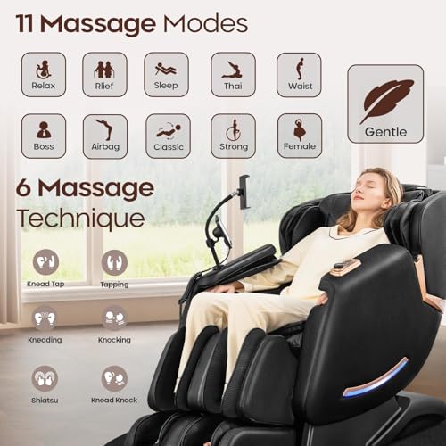 4D Massage Chairs Full Body - 53.5 Extend Sl Track Shiatsu Massage Chair - Zero Gravity Massage Chair,Core Heating & 22 Ai...
