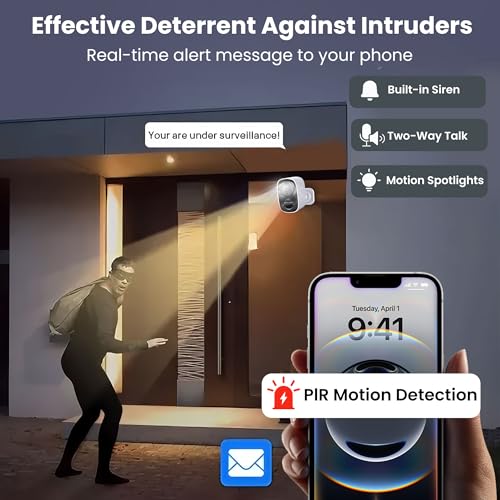 2025 Upgraded 2K Security Cameras Wireless Outdoor, Free Cloud Storage, 1-6 Months Battery Life, Waterproof, 2-Way Talk, A...