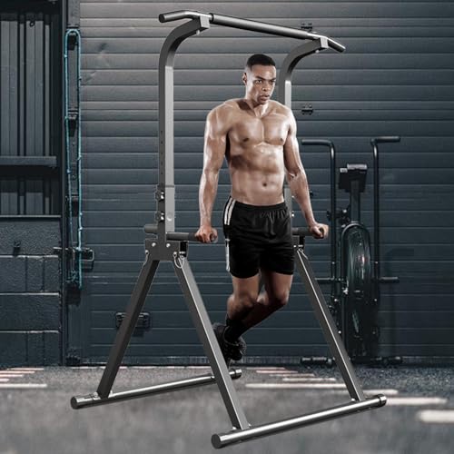 YYJO Foldable Pull Up Bar Free Standing Multi-function Power Tower Dip Bar Home Gym Strength Training Equipment 300 LBS We...