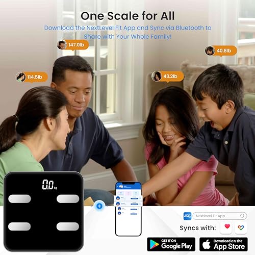 NextLevel Fit Smart Bathroom Scale for Body Weight – Digital Weight Scale with BMI, Body Fat & Body Composition, Smart Sca...