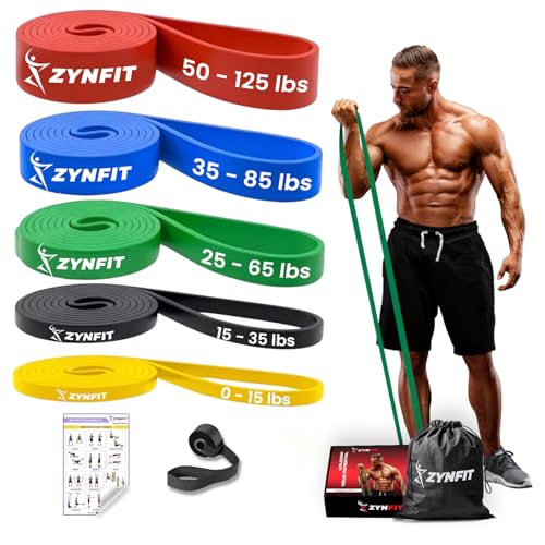 ZYNFIT Pull Up Bands, Resistance Bands Set with Door Anchor, 5-Level Pull Up Assistance Bands for Working Out, Workout Ban...
