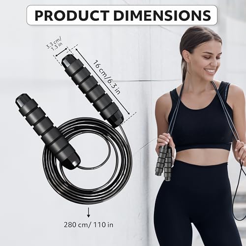 Jump Rope – Speed Jump Rope with Ball Bearings and Adjustable Cable – Jumping Cable for Men, Women, Kids – Ideal for Box, ...