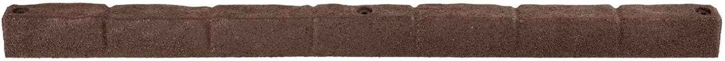 Rubberific 4' Rubber Cobblestone Flexible No Dig Landscape Mulch Border Edging with Anchoring Spikes for Lawns, Gardens, and Flower Beds (6, Brown)
