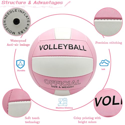 Stavanicen Volleyball Official Size 5 for Indoor Outdoor, Soft Touch Volleyballs for Adults Beach Pool Game Gym Training P...
