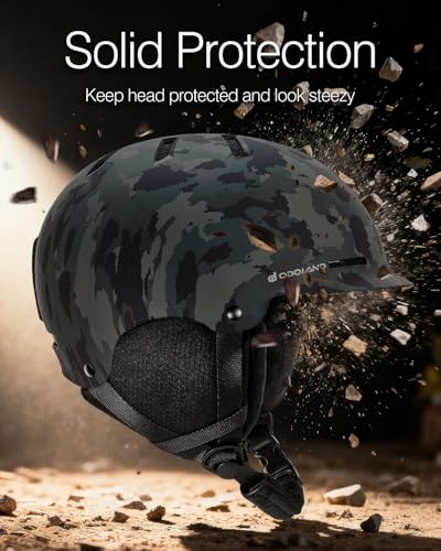 Odoland Adult Ski Helmet for Men & Women - Snowboard Helmet with Adjustable Dial Fit System, ASTM Safety Certified, Goggle...