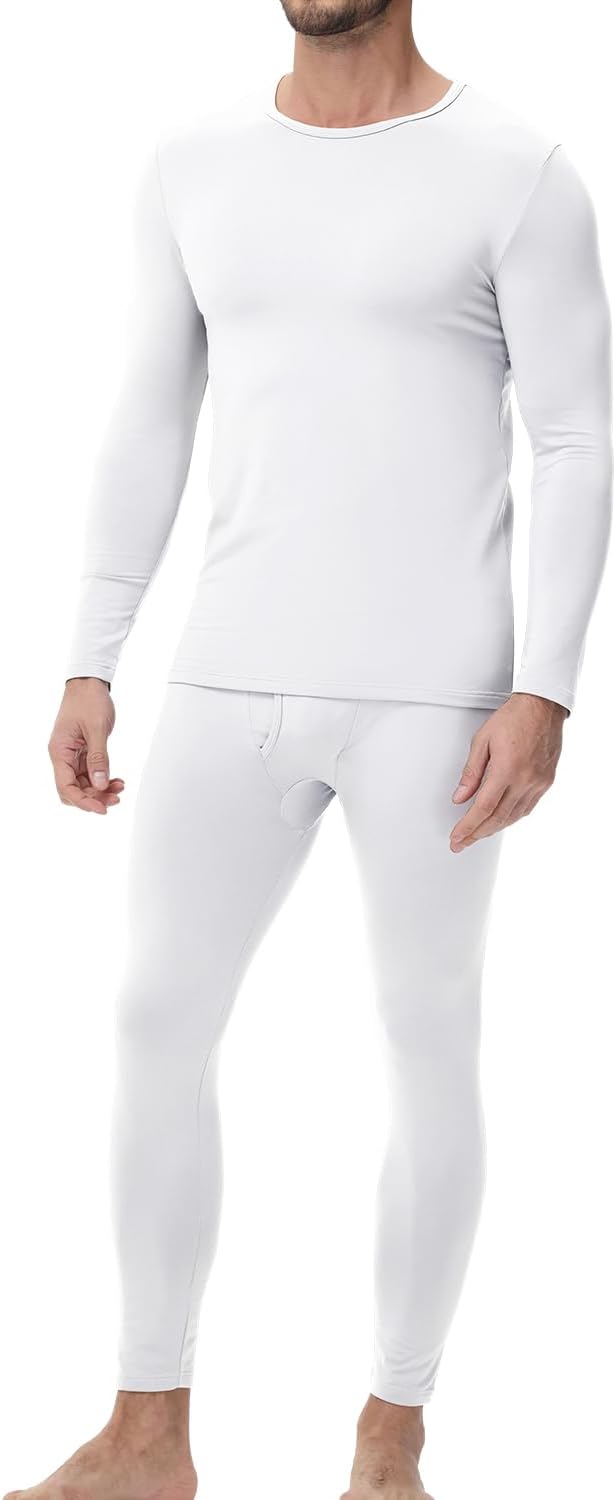 wirarpa Men's Cotton Long Johns Thermal Underwear Set Base Layer Lightweight Long Sleeve Top and Pajama Bottom