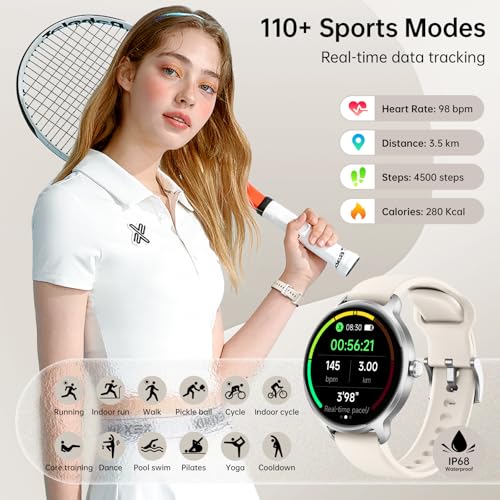 Smart Watch for Women, 1.27" AMOLED Screen Smartwatch with Answer/Make Call for iPhone/Android/Samsung, Fitness Tracker wi...