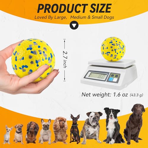 FUSOTO 2Pcs Dog Balls, Tennis Balls for Dog Aggressive Chewers, for Large Medium Small Puppy, Training Catch&Fetch, Water ...
