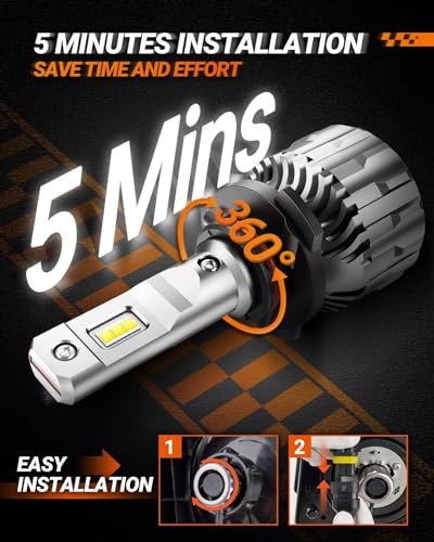 SEALIGHT 9005/HB3 Bulbs 66000LM Super Bright, 6500K Cool White 9005 Light Bulbs, 60000+ Hours HB3 Powersport Bulbs with Fa...