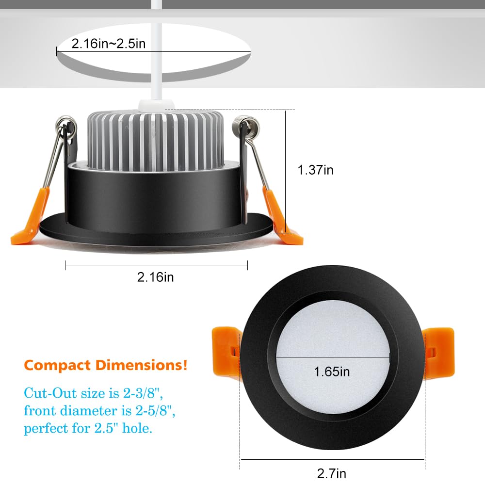 2 Inch Led Downlight  32 Pack Recessed Lighting Dimmable Ceiling Light  3W  5500K Daylight White  Cri80 With Led Driver(35W Halogen Equivalent)  Black