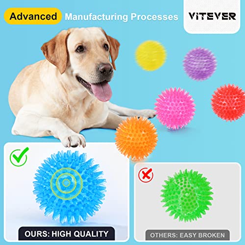 VITEVER 8 Colors 2.5” Squeaky Dog Toy Balls for Small Medium Dogs, Puppy Chew Toys for Teething, Spiky Balls for Small Dog...