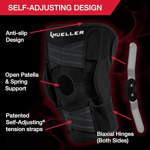 MUELLER Sports Medicine Self Adjusting Hinged Knee Brace for Men and Women, Knee Stabilizer for Compression and Pain Relie...