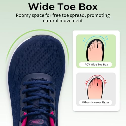 AOV Wide Toe Box Running Shoes Women Arch Support Walking Sneakers for Plantar Fasciitis Athletic Tennis Orthotic Shoes fo...