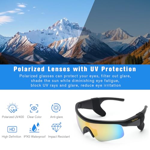 Smart Glasses for Men & Women, Bluetooth 5.3 Sports Sunglasses with Hands-Free Calls, Open-Ear Speaker, Polarized UV400, I...
