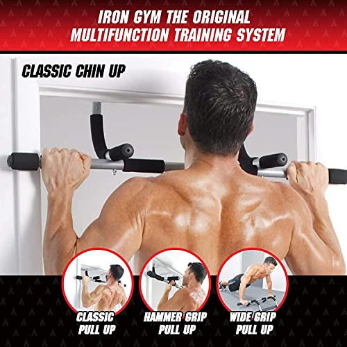 Iron Gym Pull-Up Bar - Total Upper Body Workout Bar for Doorway, Adjustable Width Locking, No Screws Portable Door Frame H...