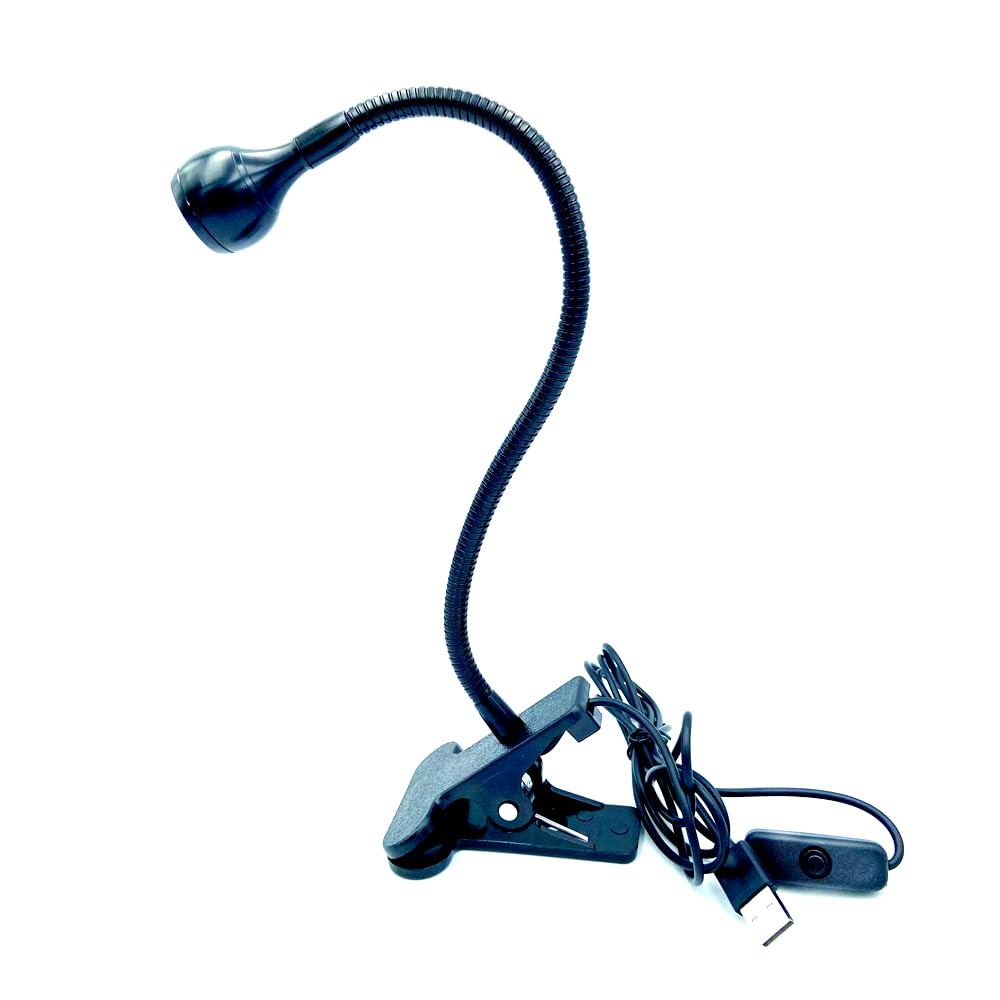 ZOELASS Upgraded Big Chip 395nm UV LED Black Light fixtures with Gooseneck and clamp for UV Gel Nail and Ultraviolet Curing, Portable Blacklight 5V USB Input (Black 2W)