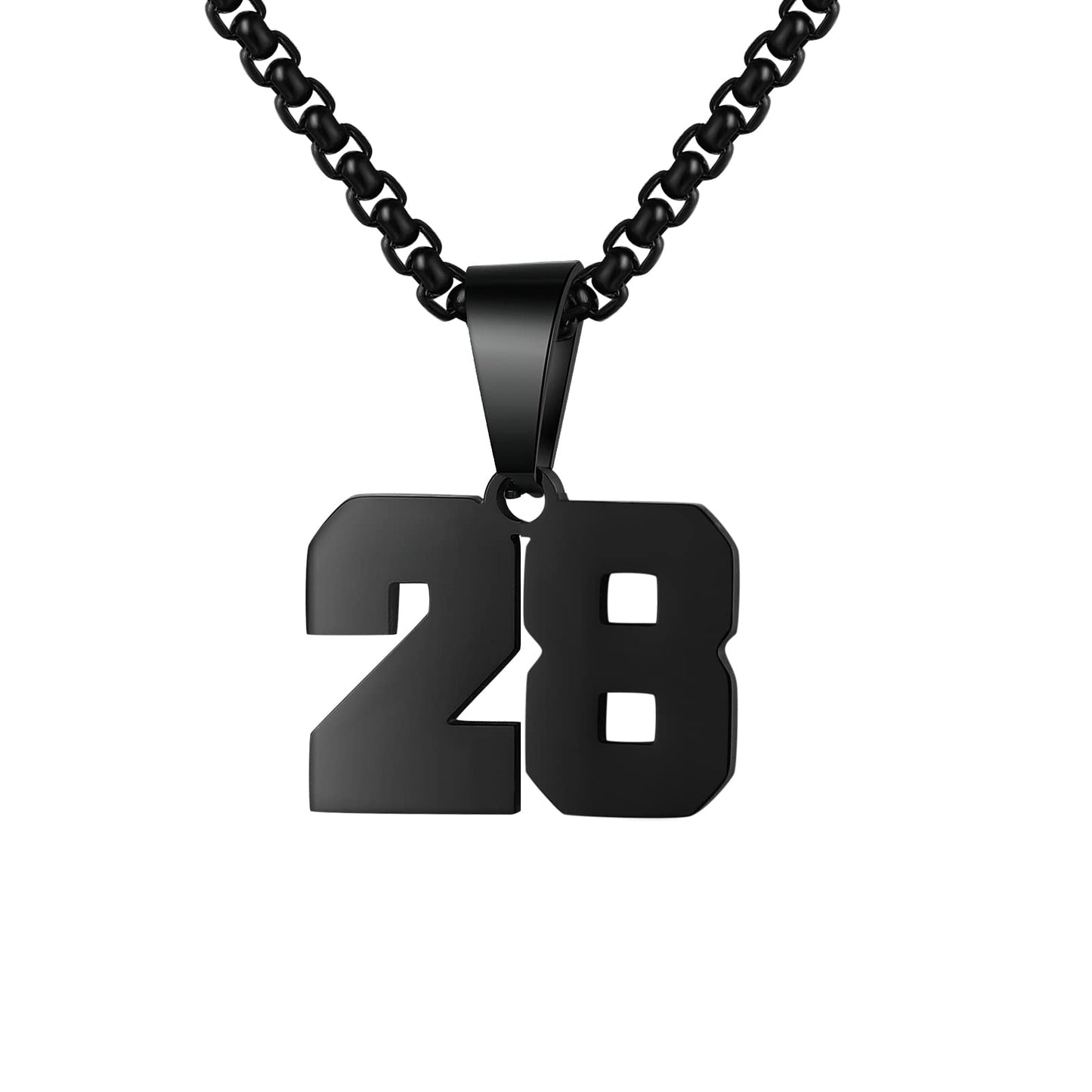 Number Necklaces Personalized Necklaces Black Initial Number Pendant Stainless Steel Chain Movement Necklaces for Men Women (28)