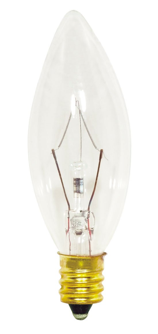Satco S3345 15W B8 Candelabra Light Bulb, Clear Glass, 1X1X3 Inch