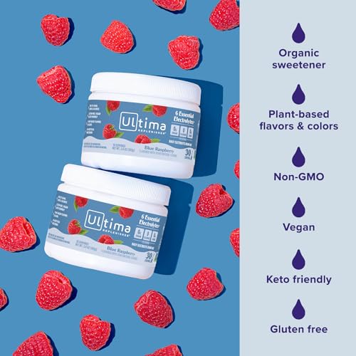 Ultima Replenisher Daily Electrolyte Powder Drink Mix – Sugar Free – Blue Raspberry, 30 Servings – Hydration Powder with 6...