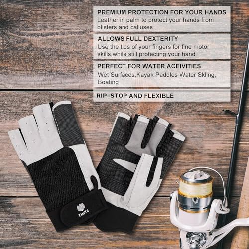 FitsT4 Sports Sailing Gloves 3/4 Finger and Grip Great for Sailing, Yachting, Paddling, Kayaking, Fishing, Dinghying Water...