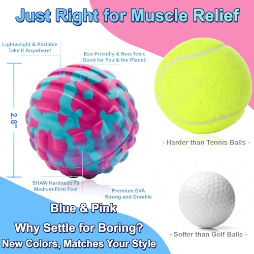 Deep Tissue Massage Ball for Exercise & Recovery - SGS Certification - Targets Back, Shoulder, Legs&Feet - Relieves Muscle...