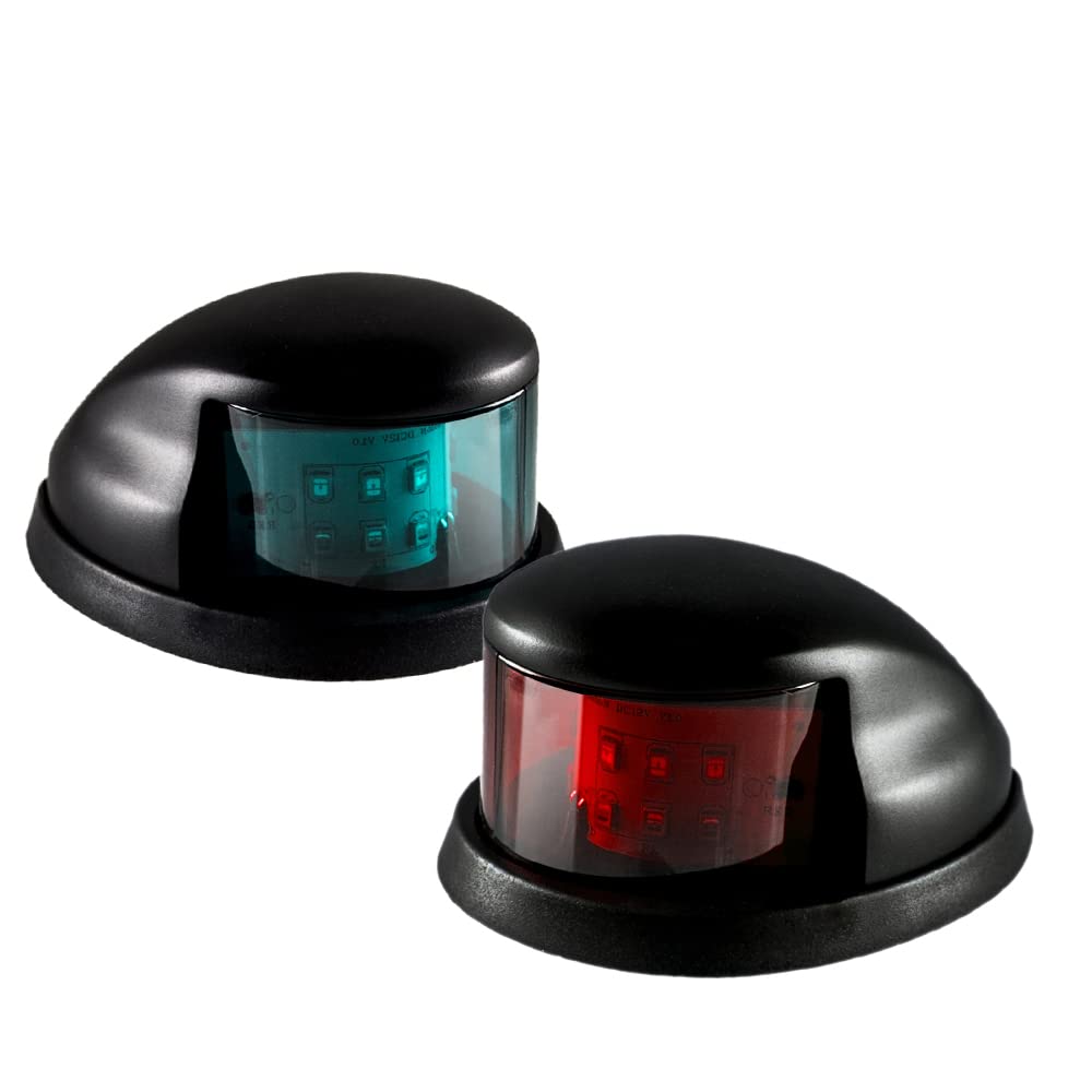 Sebnux LED Boat Navigation Light - Red and Green Marine Bow Light for Pontoon and Small Boats, Model ACK001, Black Color