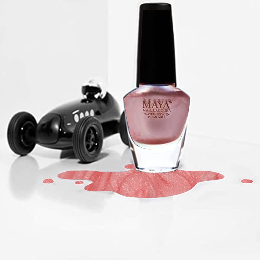 MAYA Nail Lacquer (Petallic Tea Pink). Breathable, Made in the USA, and 9-FREE