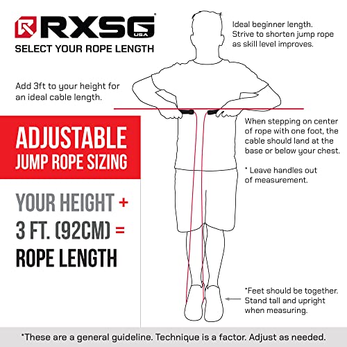 Rx Smart Gear Drag Jump Rope w/Non Slip Ergonomic Handles - Weighted Polypropylene Rope for Fitness & Exercise, Cardio Wor...