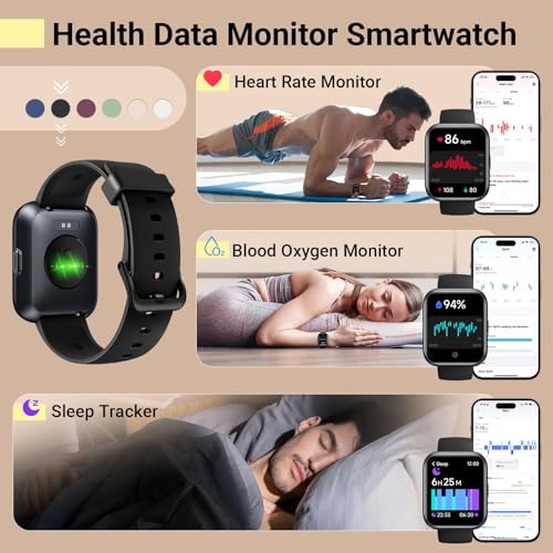 Smartwatch for Women/Men, Compatible with Android & iPhone, 1.8'' Fitness Tracker Watch with Alexa, Call & Notification Al...