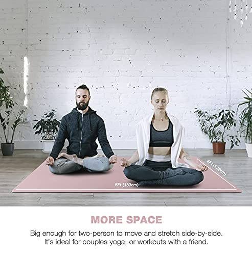 UMINEUX Large Yoga Mat for Men and Women 1/4 & 2/5 Inch Extra Thick TPE Fitness Mat for Home Gym Workout, Non-Slip, Eco Fr...