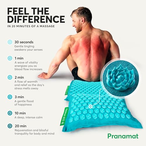 Pranamat Acupressure Large Mat and Pillow Set, Premium Acupressure Therapy for Pain Relief and Relaxation, Handcrafted in ...