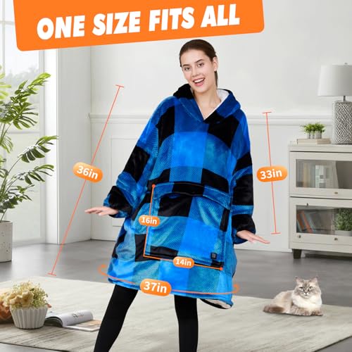 Junbig Wearable Heated Blanket Hoodie, USB Heated 3 Heating Levels and Overheat Protection Flannel and Sherpa Soft Heated ...