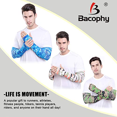 Bacophy 3 Pairs Arm Sleeves with Thumb Holes Women Men UV Protection Cooling, UPF 50 Compression Long Arm Cover