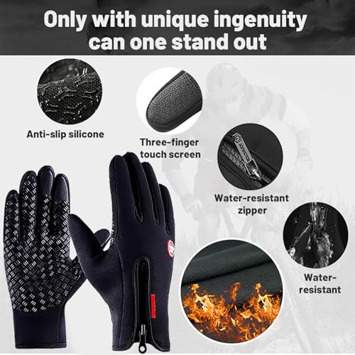 Solana Gear Thermo Gloves, Windproof Cold Weather Motorcycle Riding Bicycle Cycling Hiking Touch Screen Anti-Slip Winter S...