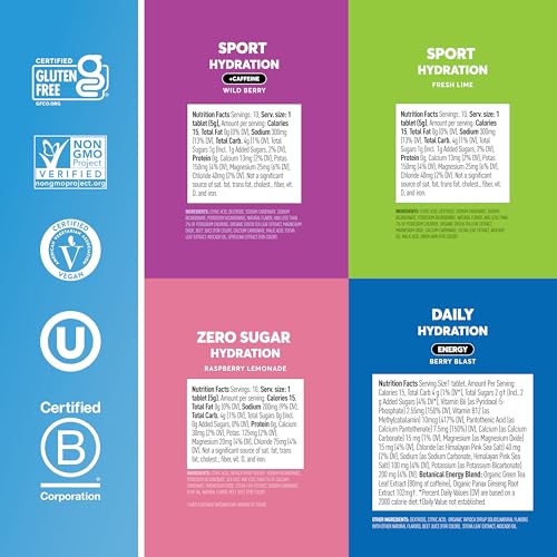 Nuun Hydration Electrolyte Tablets - Sodium, Potassium, Chloride, Calcium, Magnesium, 1g & 0g Sugar Drink Mix | Vegan, Glu...