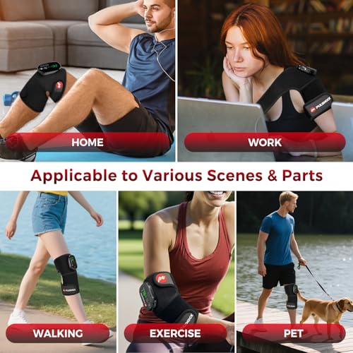 Ergonomic Red Light Therapy for Knee with Heating，Cordless 5000mAh Rechargeable Heating Pad Knee Brace for Joint，660nm & 8...